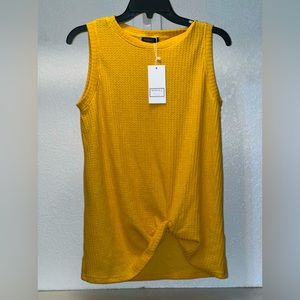 Cute Twist Knot Waffle Knit Tank Top